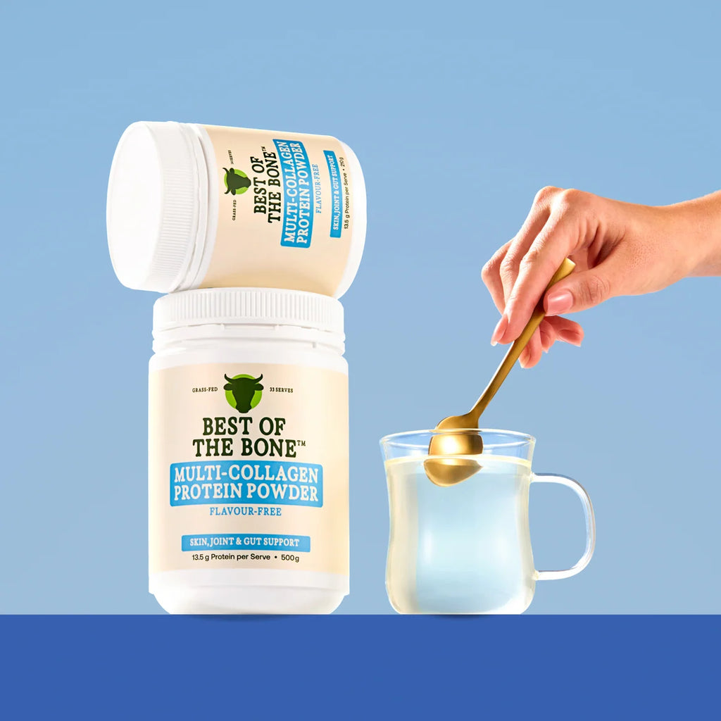 Best of Bone Beef Multi Collagen Peptides 500g hydrolysed multi collagen peptides powder delivers nose-to-tail nutrition to support hair, skin and nails, stronger joints, and gut health.