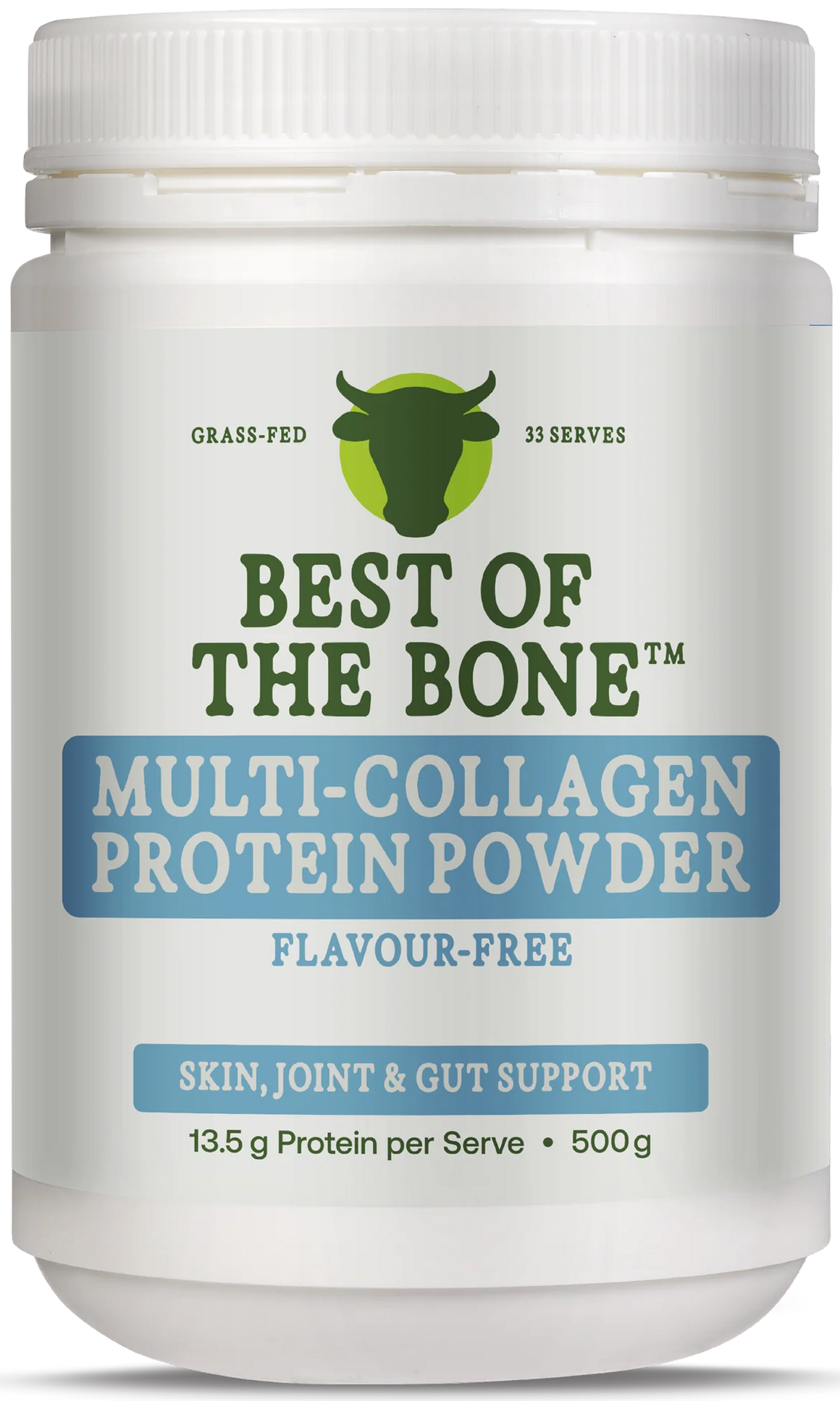 Best of Bone Beef Multi Collagen Peptides 500g hydrolysed multi collagen peptides powder delivers nose-to-tail nutrition to support hair, skin and nails, stronger joints, and gut health.