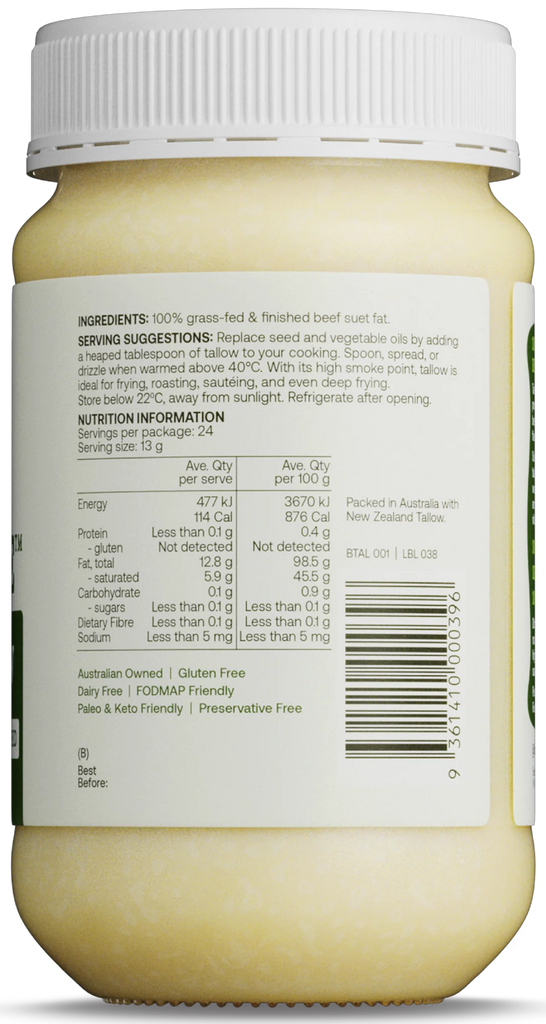 Best of Bone Beef Tallow Grass Fed and Finished 320g