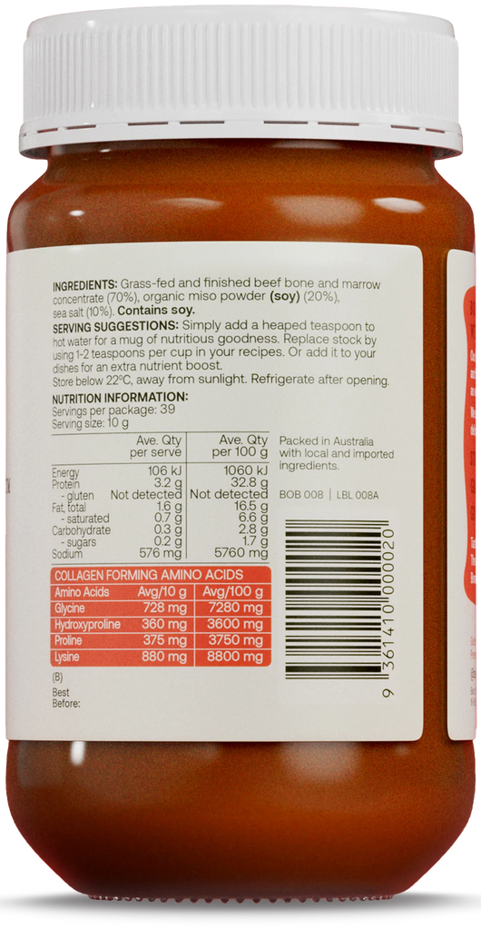 Best of Bone Umami-rich Organic Miso Beef Bone Broth for gut health, joints and glowing skin.