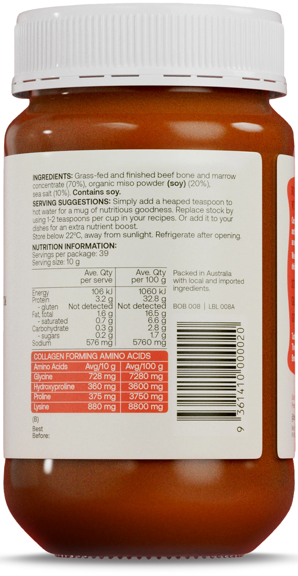 Best of Bone Umami-rich Organic Miso Beef Bone Broth for gut health, joints and glowing skin.