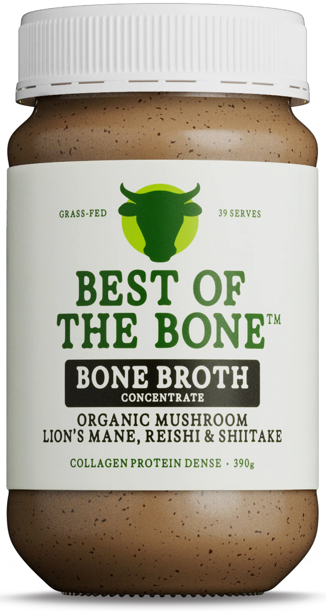 Best of the Bone Organic Mushroom Bone Broth for stress relief, focus, and gut and joint support.