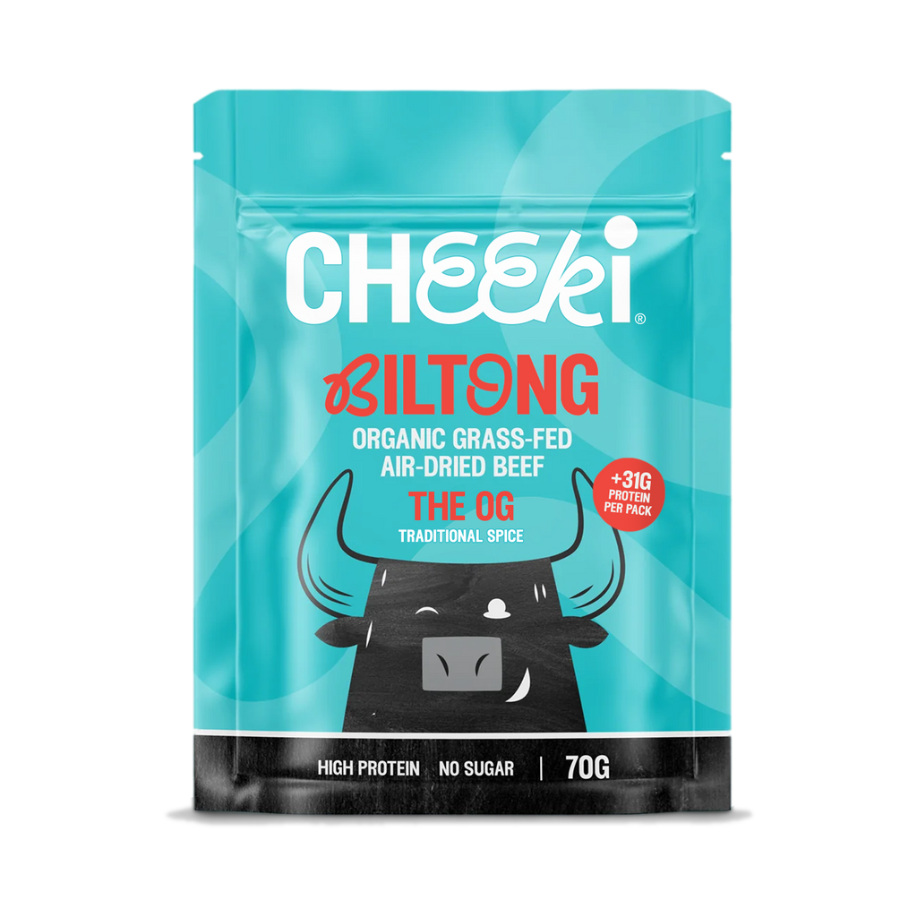 Cheeki Air-dried steak in its purest form. Australian organic grass-fed beef, coriander seed and black pepper, dried slow the traditional way.