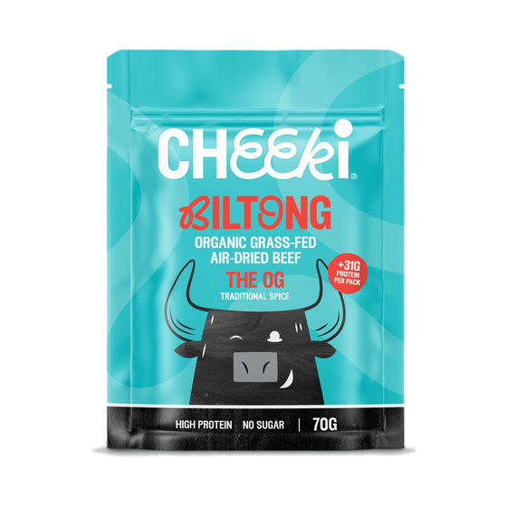Cheeki Air-dried steak in its purest form. Australian organic grass-fed beef, coriander seed and black pepper, dried slow the traditional way.